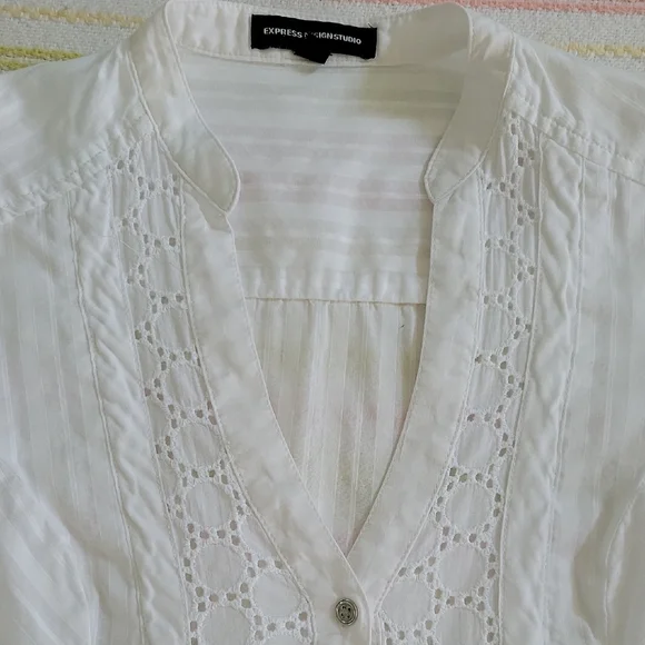 Express White Blouse with Eyelet Design - Picture 7 of 10